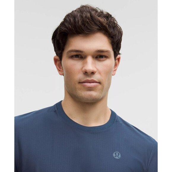 UV-Protective Striped Mesh Tennis Tee Shirt - Club Blue - Picture 3 of 4